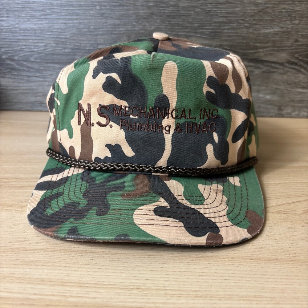 Vintage Camo Hat‎ Cap Snap Back Brown Camouflage NS Mechanical Cobra